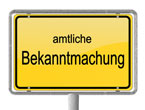 Das Bild zeigt ein Ortsschild Amtliche Bekanntmachung, copyright JiSIGN, Fotolia